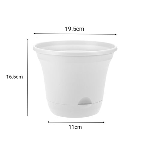19.5 cm White Plastic Plant Pot Self Watering Planter Flower Bonsai Indoor Outdoor Garden Decor Set of 2 - Image 5