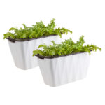 2x 35cm Small White Flowerpot Vegetable Herb Flower Outdoor Plastic Box Garden Decor