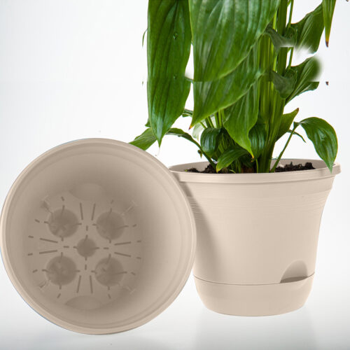 19.5 cm Plastic Plant Pot Self Watering Planter Flower Bonsai Indoor Outdoor Garden Decor Set of 3 - Image 4