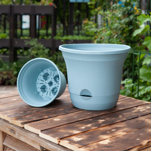 19.5 cm Blue Plastic Plant Pot Self Watering Planter Flower Bonsai Indoor Outdoor Garden Decor Set of 3 - Image 3