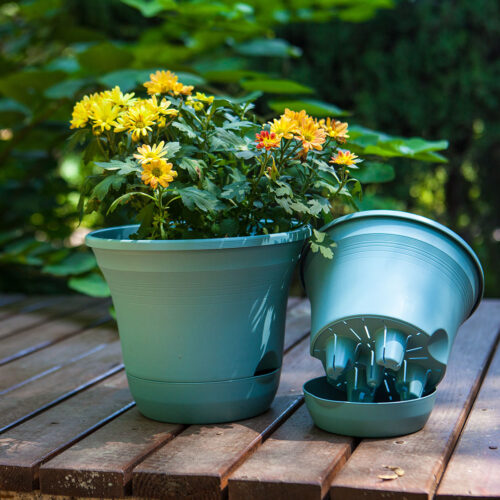 19.5 cm Blue Plastic Plant Pot Self Watering Planter Flower Bonsai Indoor Outdoor Garden Decor Set of 3 - Image 5