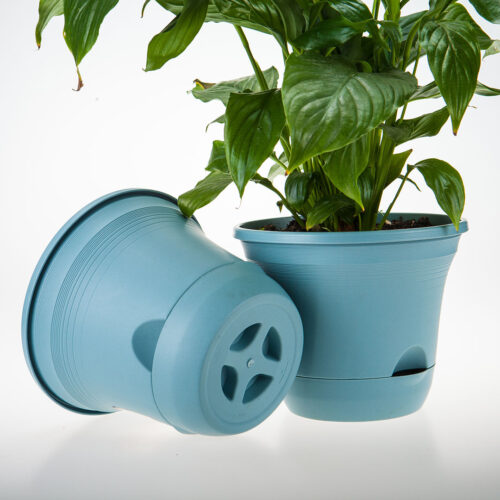 19.5 cm Blue Plastic Plant Pot Self Watering Planter Flower Bonsai Indoor Outdoor Garden Decor Set of 3 - Image 7