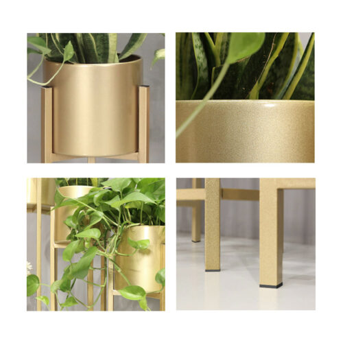 30CM Gold Metal Plant Stand with Flower Pot Holder Corner Shelf Rack Display - Image 5
