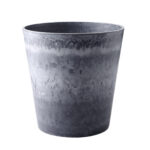 27cm Weathered Grey Round Resin Plant Flower Pot in Cement Pattern Planter Cachepot