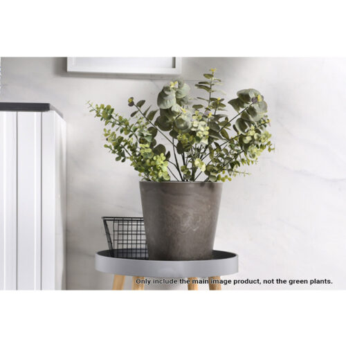 27cm Rock Grey Round Resin Plant Flower Pot in Cement Pattern Planter Cachepot - Image 4