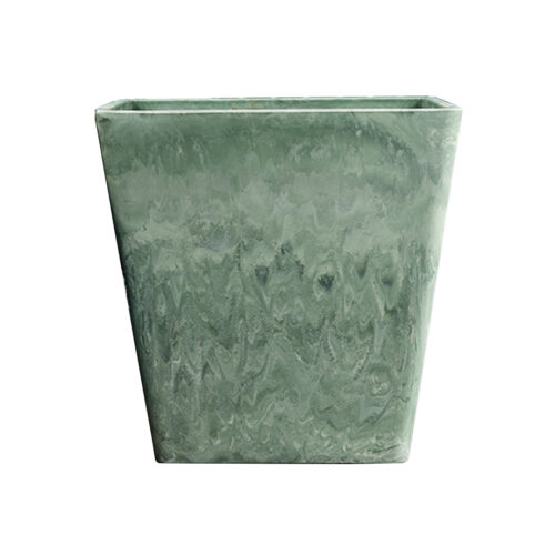 27cm Green Grey Square Resin Plant Flower Pot in Cement Pattern Planter Cachepot