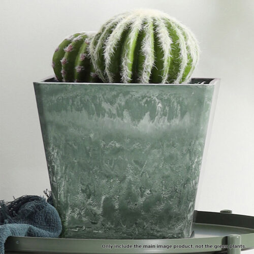 27cm Green Grey Square Resin Plant Flower Pot in Cement Pattern Planter Cachepot - Image 6