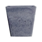27cm Weathered Grey Square Resin Plant Flower Pot in Cement Pattern Planter Cachepot