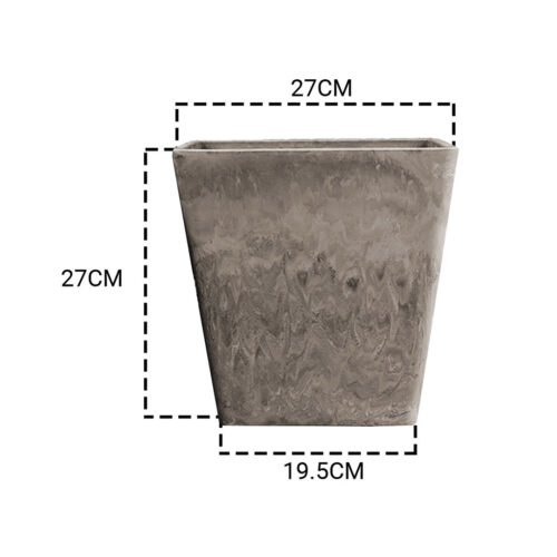 27cm Sand Grey Square Resin Plant Flower Pot in Cement Pattern Planter Cachepot - Image 2