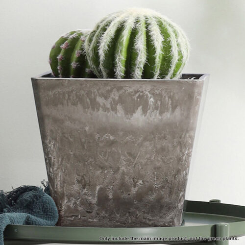 27cm Sand Grey Square Resin Plant Flower Pot in Cement Pattern Planter Cachepot - Image 6