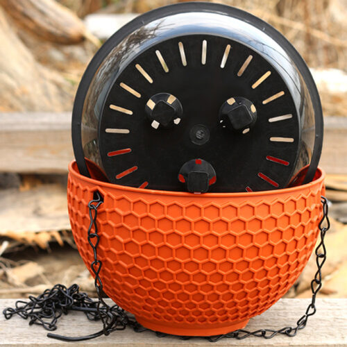 2x Red Small Hanging Resin Flower Pot Self Watering Basket Planter Outdoor Garden Decor - Image 4