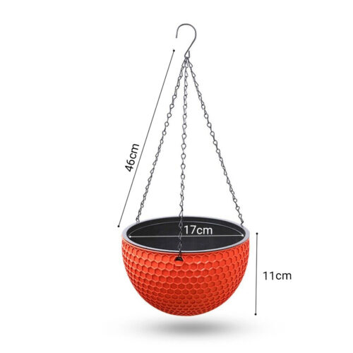 2x Red Small Hanging Resin Flower Pot Self Watering Basket Planter Outdoor Garden Decor - Image 6