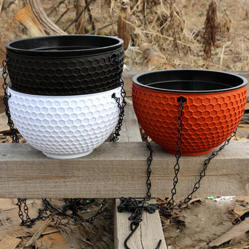 2x Red Small Hanging Resin Flower Pot Self Watering Basket Planter Outdoor Garden Decor - Image 9