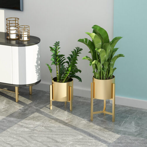 45CM Gold Metal Plant Stand with Flower Pot Holder Corner Shelf Rack Display - Image 3