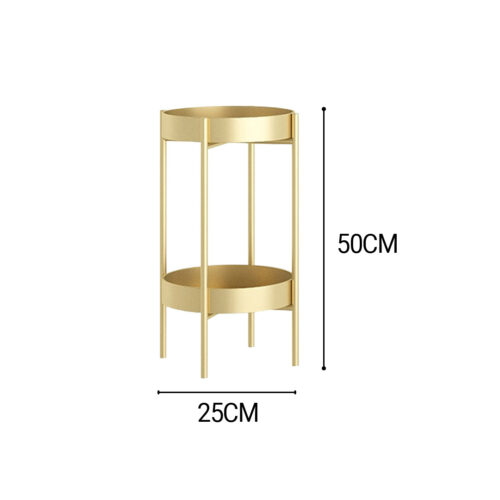 2 Layer 50cm Gold Metal Plant Stand Flower Pot Holder Corner Shelf Rack Display - Image 2