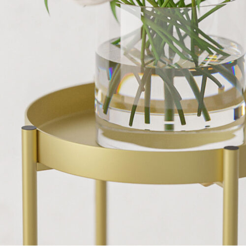 2 Layer 50cm Gold Metal Plant Stand Flower Pot Holder Corner Shelf Rack Display - Image 6