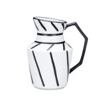 23.5x19.5cm Ornament Modern Ceramic Decorative Pitcher Striped Vase with Handle with Geometric