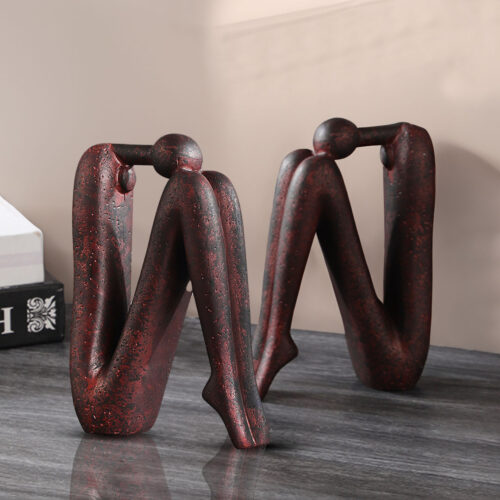 2x 13x20cm Ornament Modern Stickman Art Sculpture Minimalist Resin Statue Round Head Bookend - Image 4