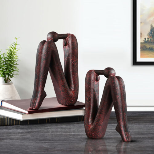 2x 13x20cm Ornament Modern Stickman Art Sculpture Minimalist Resin Statue Round Head Bookend - Image 6