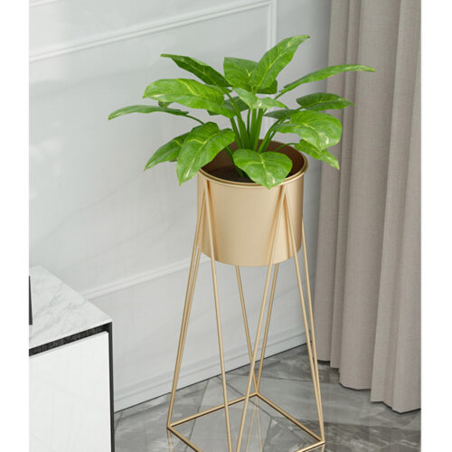 50cm Gold Metal Plant Stand with Gold Flower Pot Holder Corner Shelf Rack Display - Image 6
