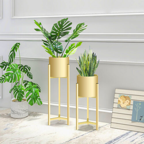 60cm Gold Metal Plant Stand with Flower Pot Holder Corner Shelf Rack Display - Image 5