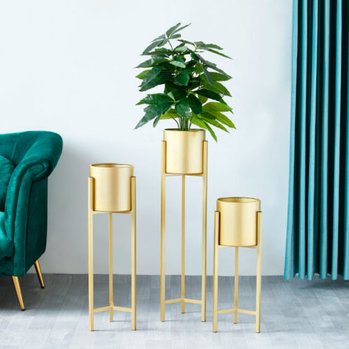 60cm Gold Metal Plant Stand with Flower Pot Holder Corner Shelf Rack Display - Image 6
