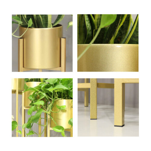 60cm Gold Metal Plant Stand with Flower Pot Holder Corner Shelf Rack Display - Image 8