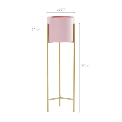 2 Layer 60cm Gold Metal Plant Stand Pink Flower Pot Holder Corner Shelf Rack Display - Image 2