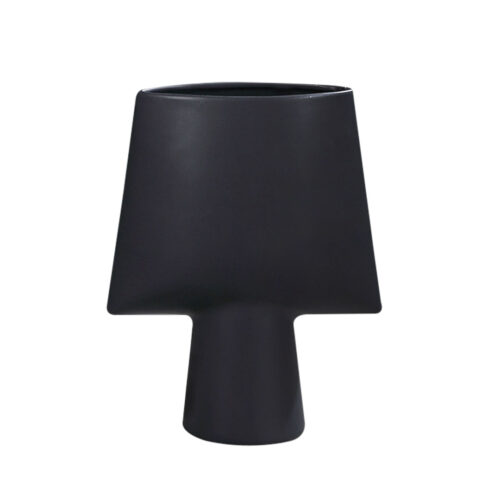 21x25.5cm Small Black Ornament Geometric Decor Ceramic Vase Flower Pots Decorative