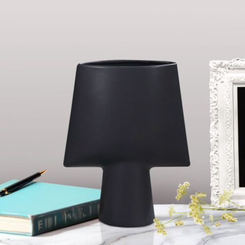 21x25.5cm Small Black Ornament Geometric Decor Ceramic Vase Flower Pots Decorative - Image 2