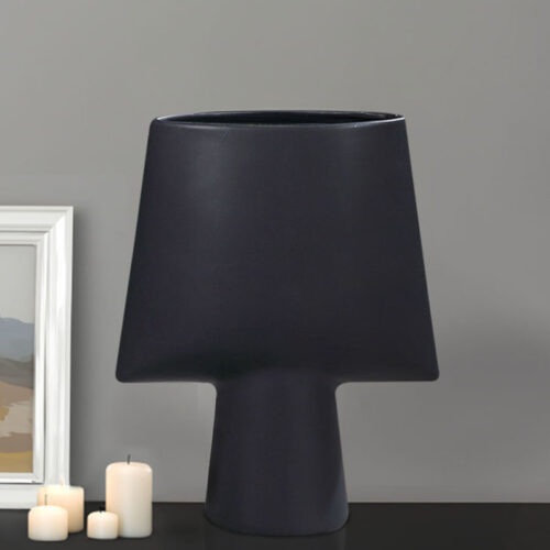 21x25.5cm Small Black Ornament Geometric Decor Ceramic Vase Flower Pots Decorative - Image 4