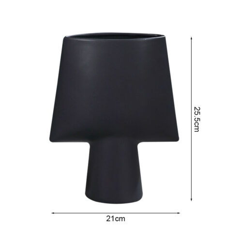 21x25.5cm Small Black Ornament Geometric Decor Ceramic Vase Flower Pots Decorative - Image 5