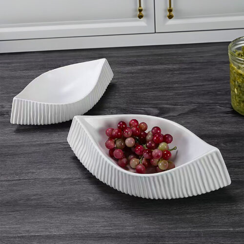 37x12.5cm Ornament Boat Shaped Plate Ceramic Food Decoration Serving Tray For Kitchenware - Image 3