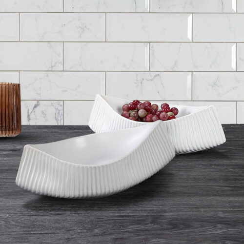 37x12.5cm Ornament Boat Shaped Plate Ceramic Food Decoration Serving Tray For Kitchenware - Image 4