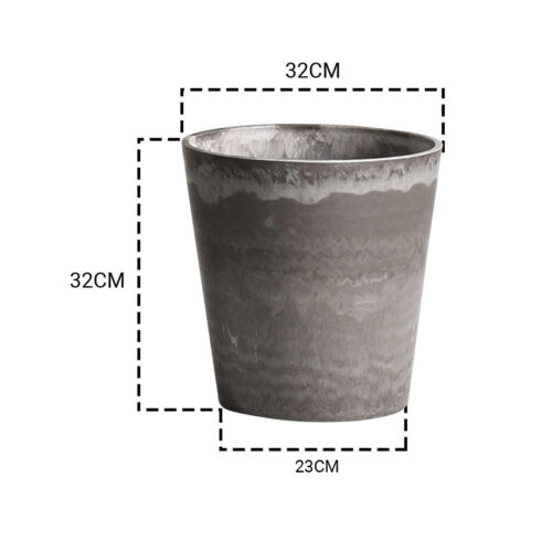 32cm Rock Grey Round Resin Plant Flower Pot in Cement Pattern Planter Cachepot - Image 2