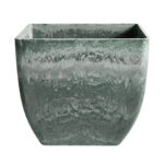 32cm Green Grey Square Resin Plant Flower Pot in Cement Pattern Planter Cachepot