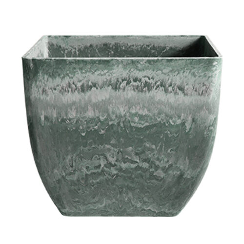 32cm Green Grey Square Resin Plant Flower Pot in Cement Pattern Planter Cachepot