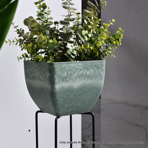32cm Green Grey Square Resin Plant Flower Pot in Cement Pattern Planter Cachepot - Image 5