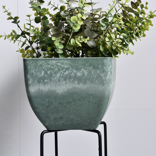 32cm Green Grey Square Resin Plant Flower Pot in Cement Pattern Planter Cachepot - Image 8