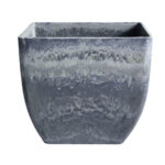 32cm Weathered Grey Square Resin Plant Flower Pot in Cement Pattern Planter Cachepot