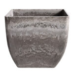 32cm Rock Grey Square Resin Plant Flower Pot in Cement Pattern Planter Cachepot