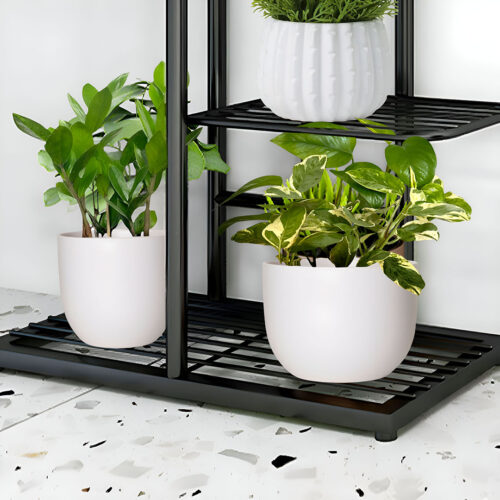 6 Tier 7 Pots Black Metal Plant Stand Flowerpot Display Shelf Rack Indoor Decor - Image 8