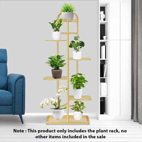 6 Tier 7 Pots Gold Metal Plant Stand Flowerpot Display Shelf Rack Indoor Decor - Image 3