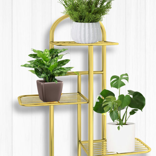 6 Tier 7 Pots Gold Metal Plant Stand Flowerpot Display Shelf Rack Indoor Decor - Image 9