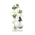 6 Tier 7 Pots White Metal Plant Rack Flowerpot Storage Display Stand Holder Decor