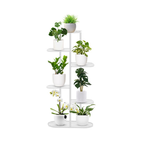 6 Tier 7 Pots White Metal Plant Rack Flowerpot Storage Display Stand Holder Decor
