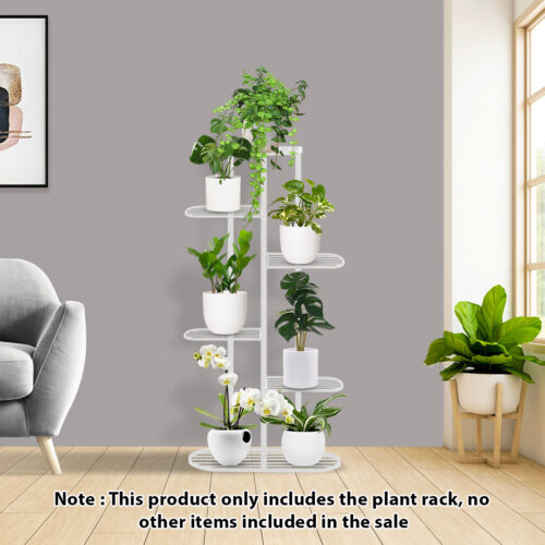 6 Tier 7 Pots White Metal Plant Rack Flowerpot Storage Display Stand Holder Decor - Image 2