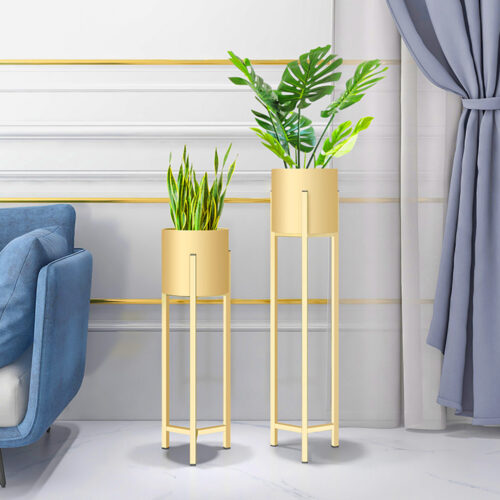 75cm Gold Metal Plant Stand with Flower Pot Holder Corner Shelf Rack Display - Image 4