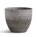 32cm Rock Grey Round Resin Plant Flower Pot in Cement Pattern Planter Cachepot