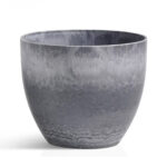 32cm Weathered Grey Round Resin Plant Flower Pot in Cement Pattern Planter Cachepot
